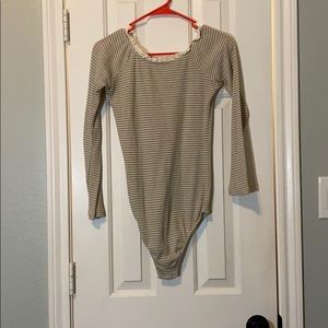 Striped jumpsuit with laced collar